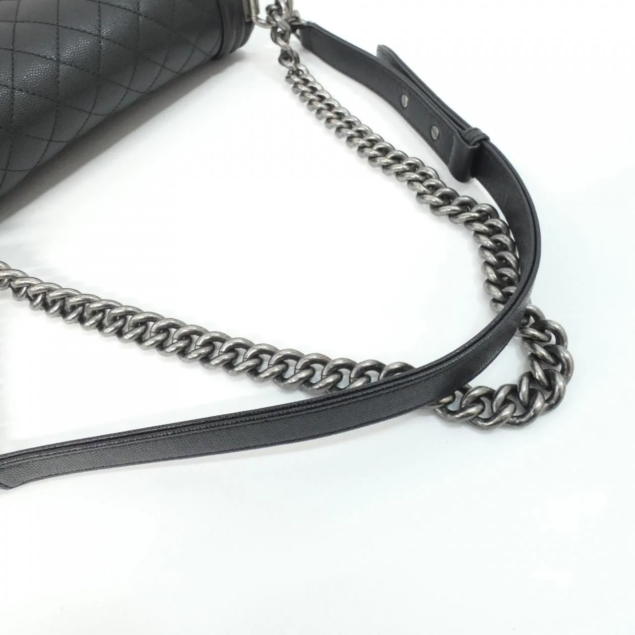 CHANEL Boy Chanel 67086 Shoulder Grained Calfskin Black Grained Calfskin Rank A - Thumbnail 6