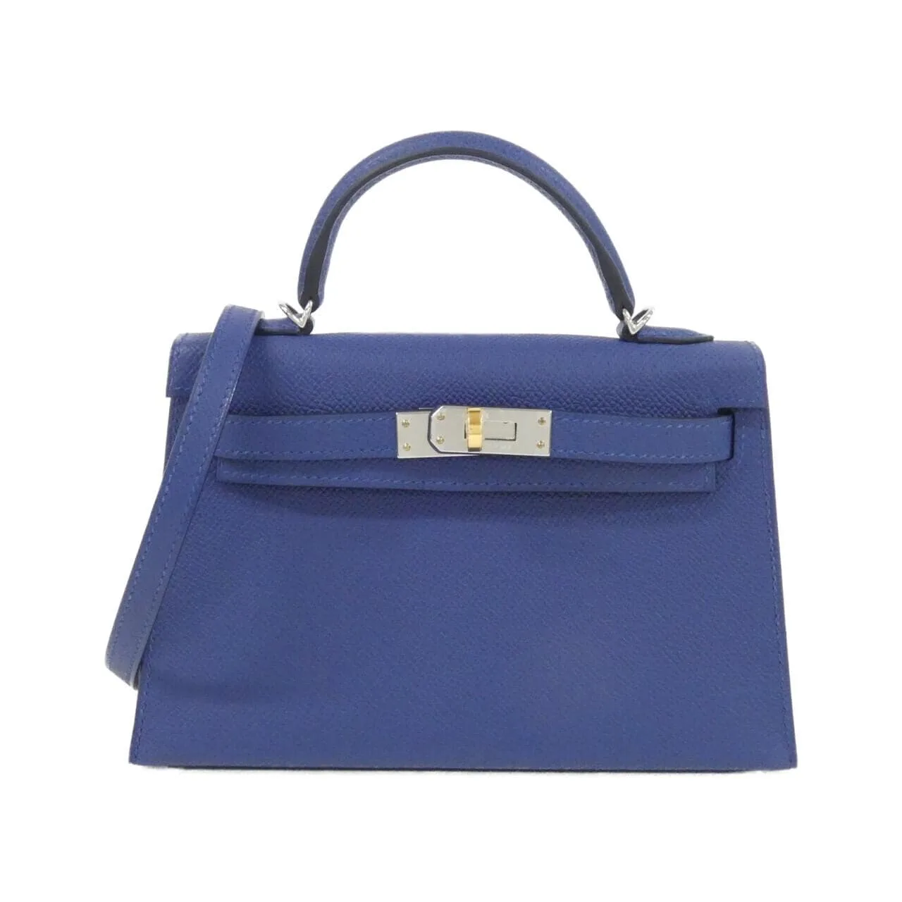 HERMES Kelly 086478CT Handbag Lambskin Blue