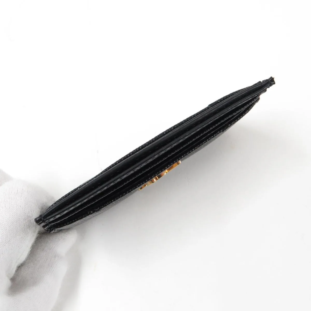 SAINT LAURENT 423291 BOW01 Card Case 黑色 新品 - 縮圖 4