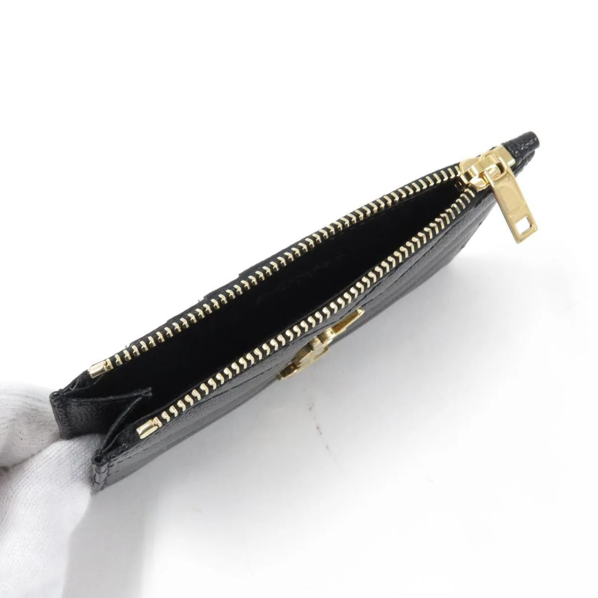 SAINT LAURENT 607915 BOW01 Coin Case 黑色 新品 - 縮圖 4