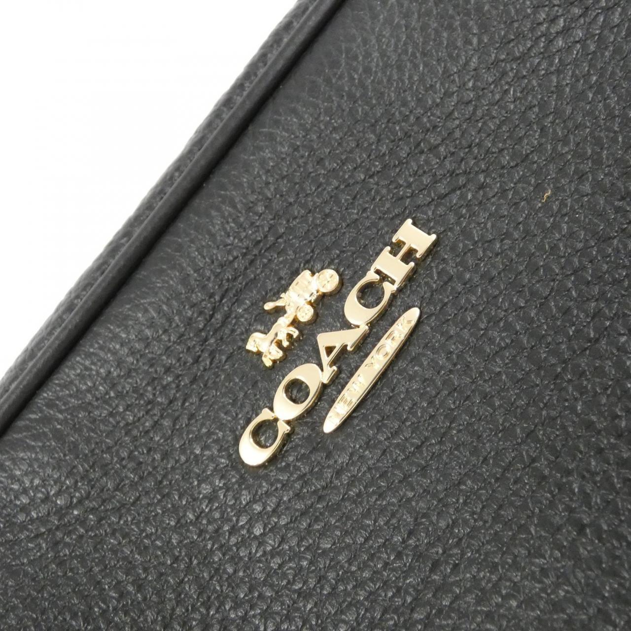 COACH CQ875 Shoulder Bag Leather Black Leather - Thumbnail 4