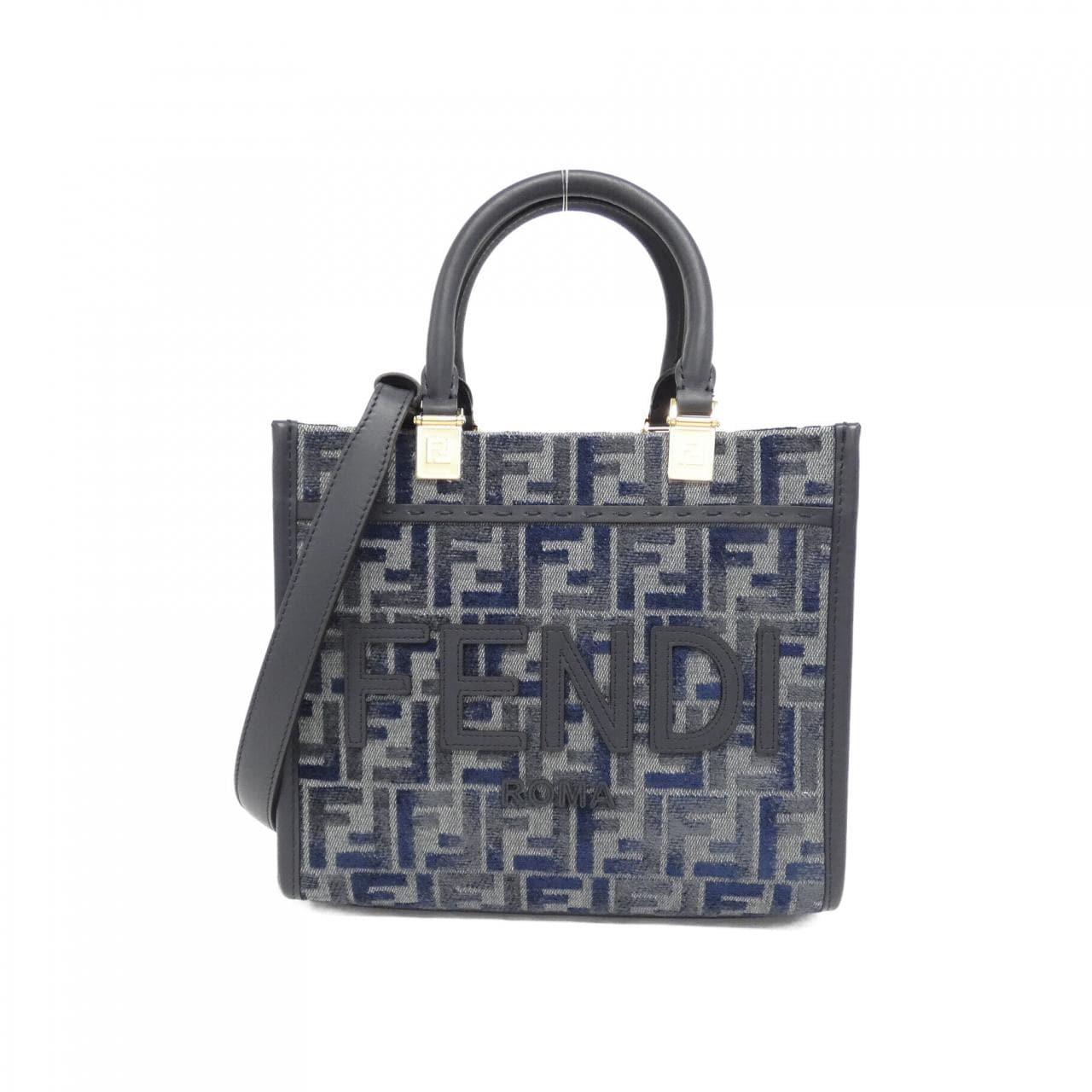 FENDI Sunshine Shopper 8BH394 ASU0 Handbag Canvas Black