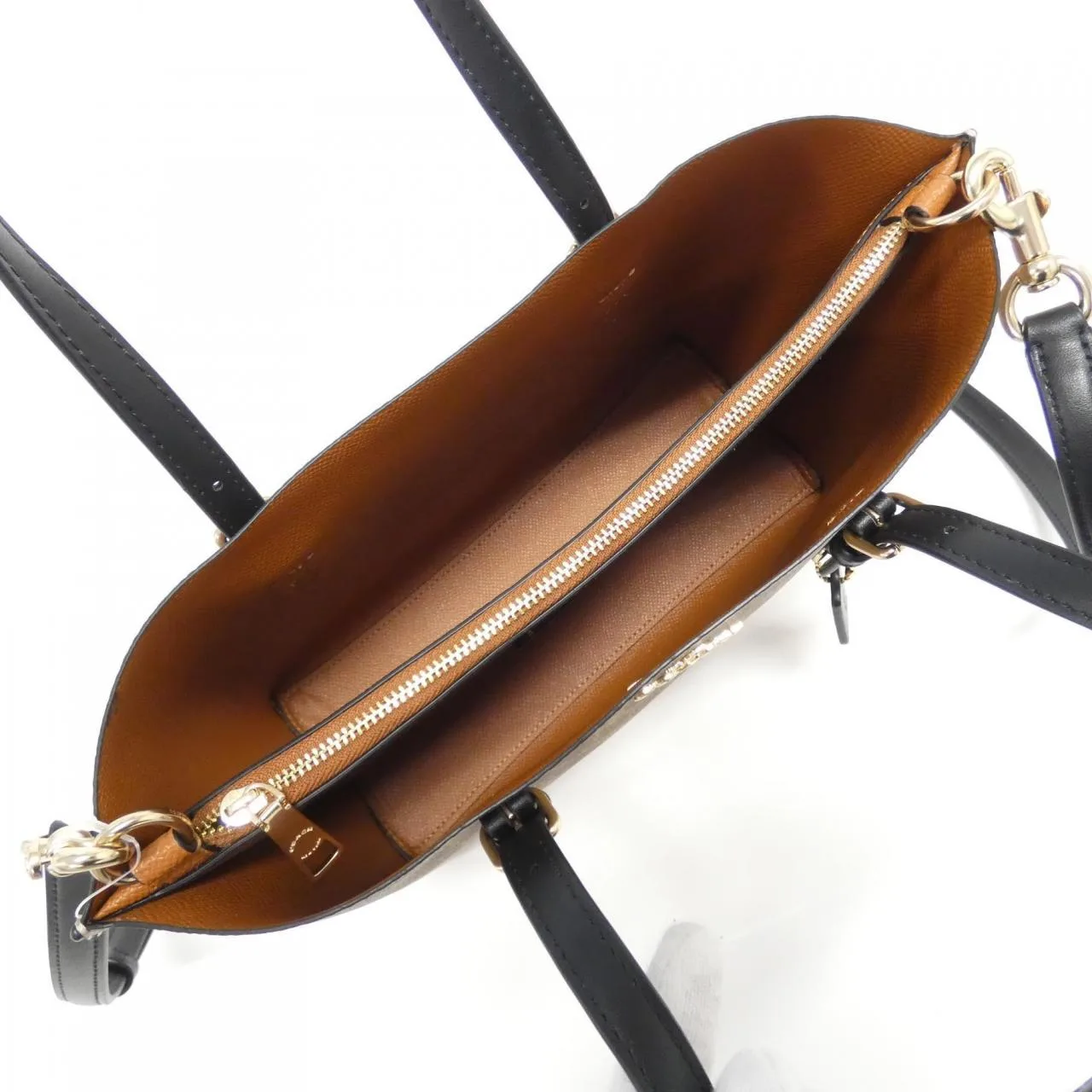 COACH CV965 Handbag Canvas Black Canvas - Thumbnail 6