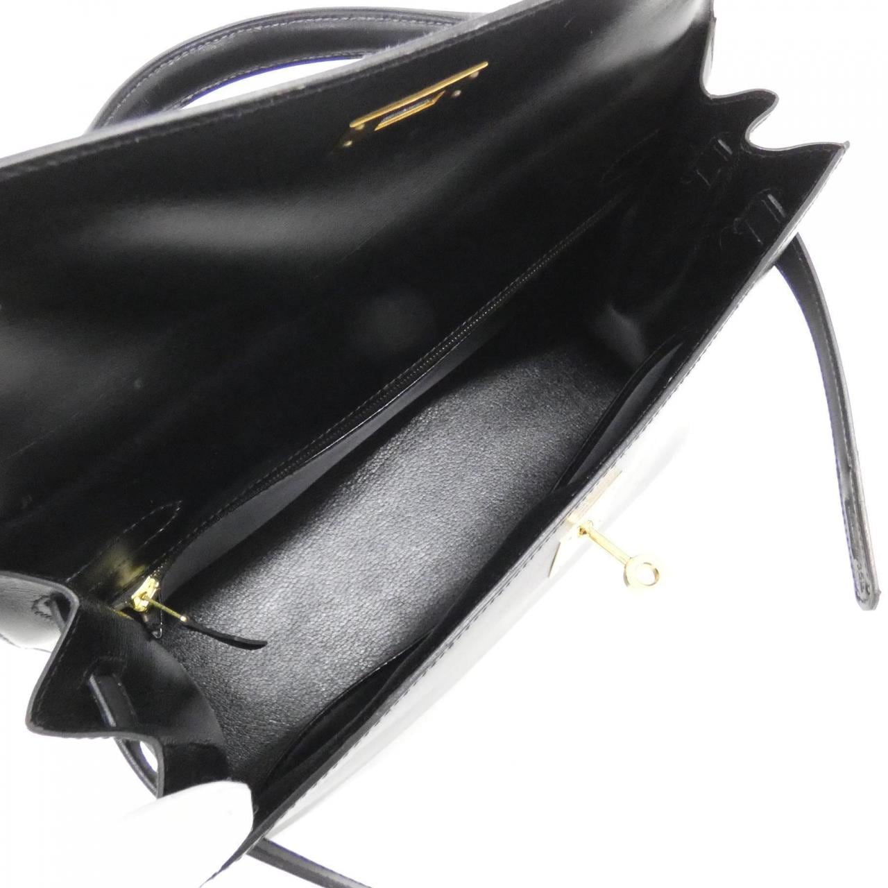 HERMES HERMÈS Kelly 001858CC Bag Box Calf Black Box Calf Leather - Thumbnail 8