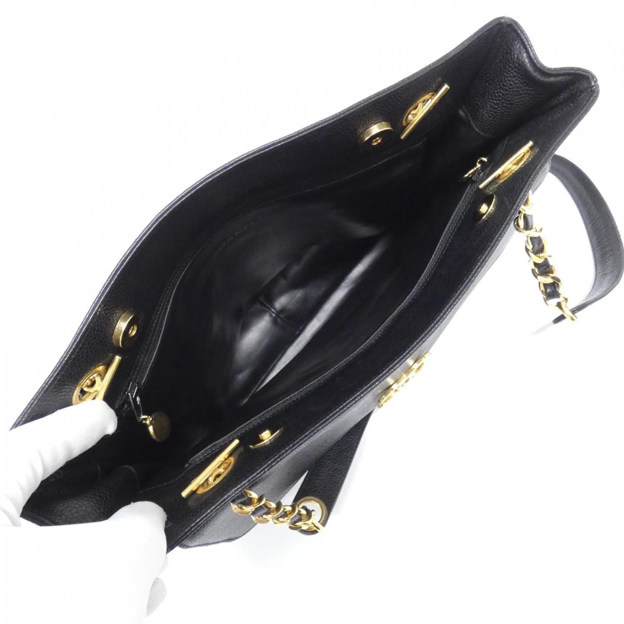 CHANEL 03682 Shoulder Bag Grained Calfskin 黑色 荔枝紋牛皮 中古品A - 縮圖 8