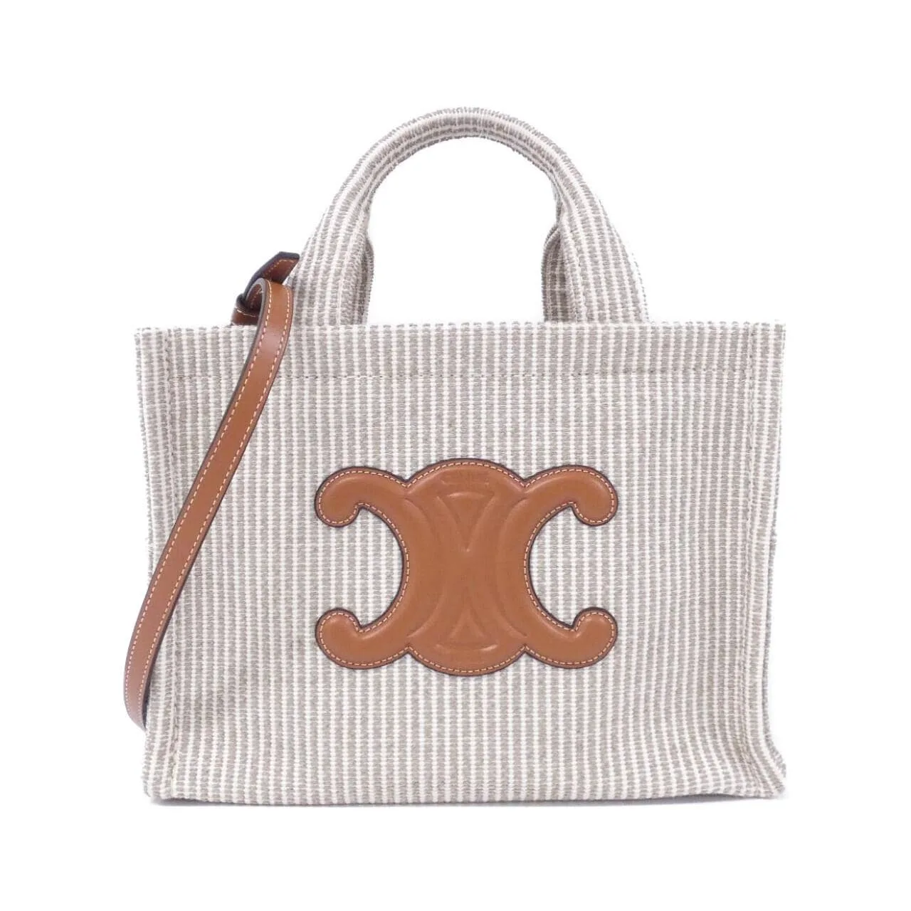 CELINE Cabas 199162FEE Handbag Canvas Beige