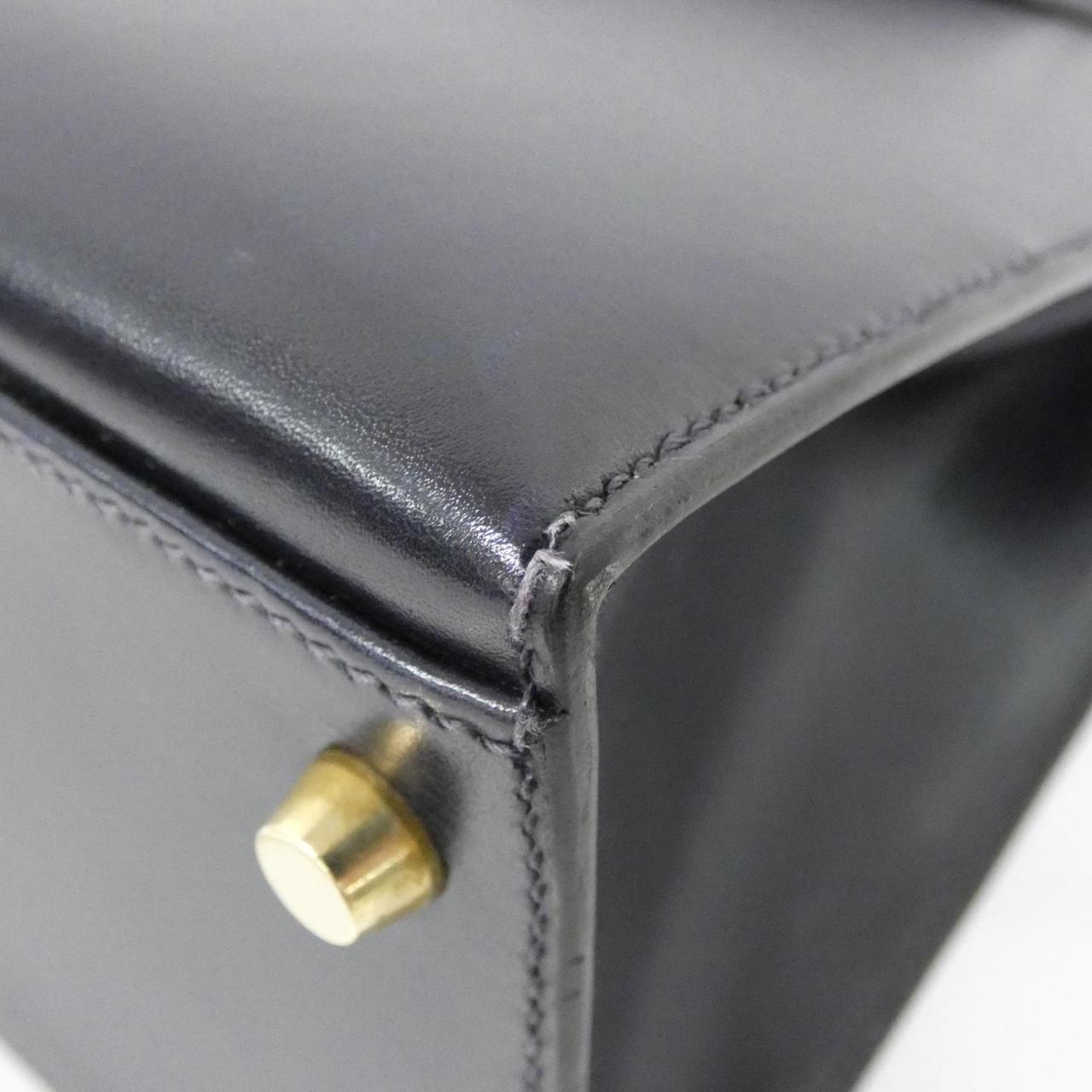 HERMES HERMÈS Kelly 001858CC Bag Box Calf Blue Box Calf Leather - Thumbnail 3