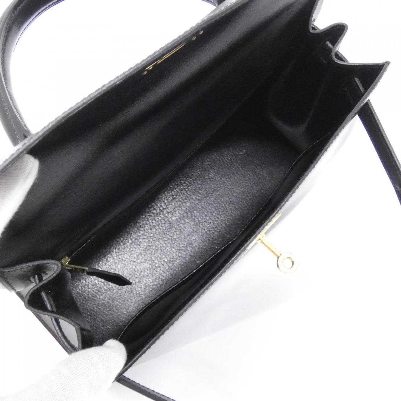 HERMES HERMÈS Kelly 001848CC Bag Box Calf Black Box Calf Leather - Thumbnail 9