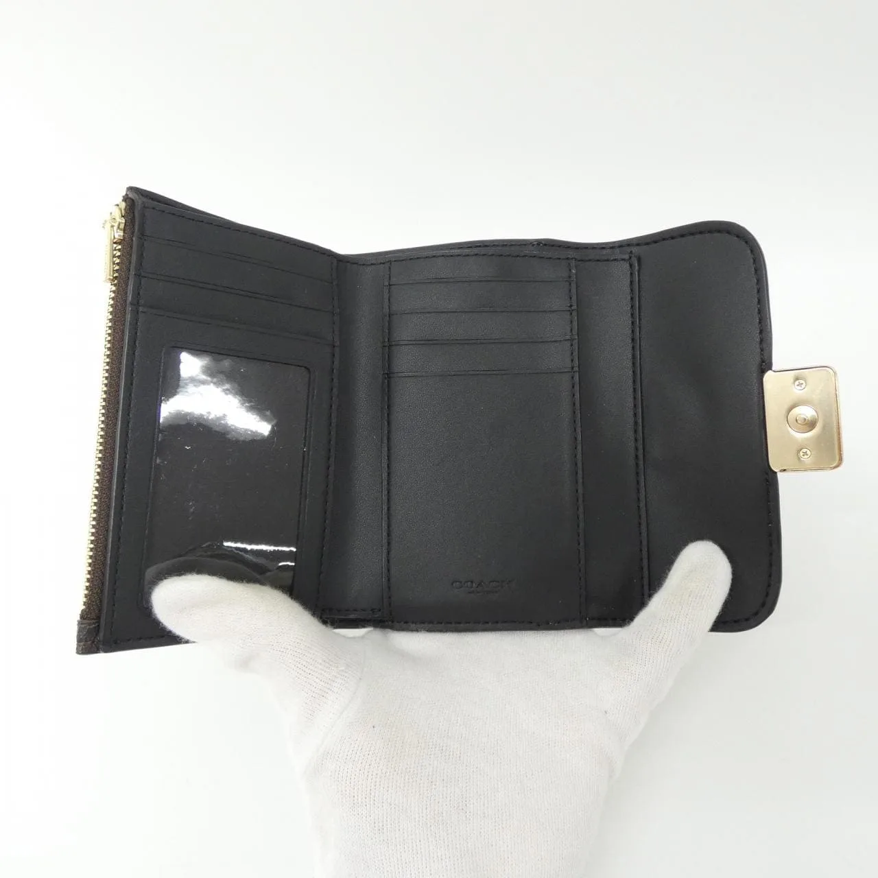 COACH CC060 Wallet Canvas Black Canvas New - Thumbnail 4