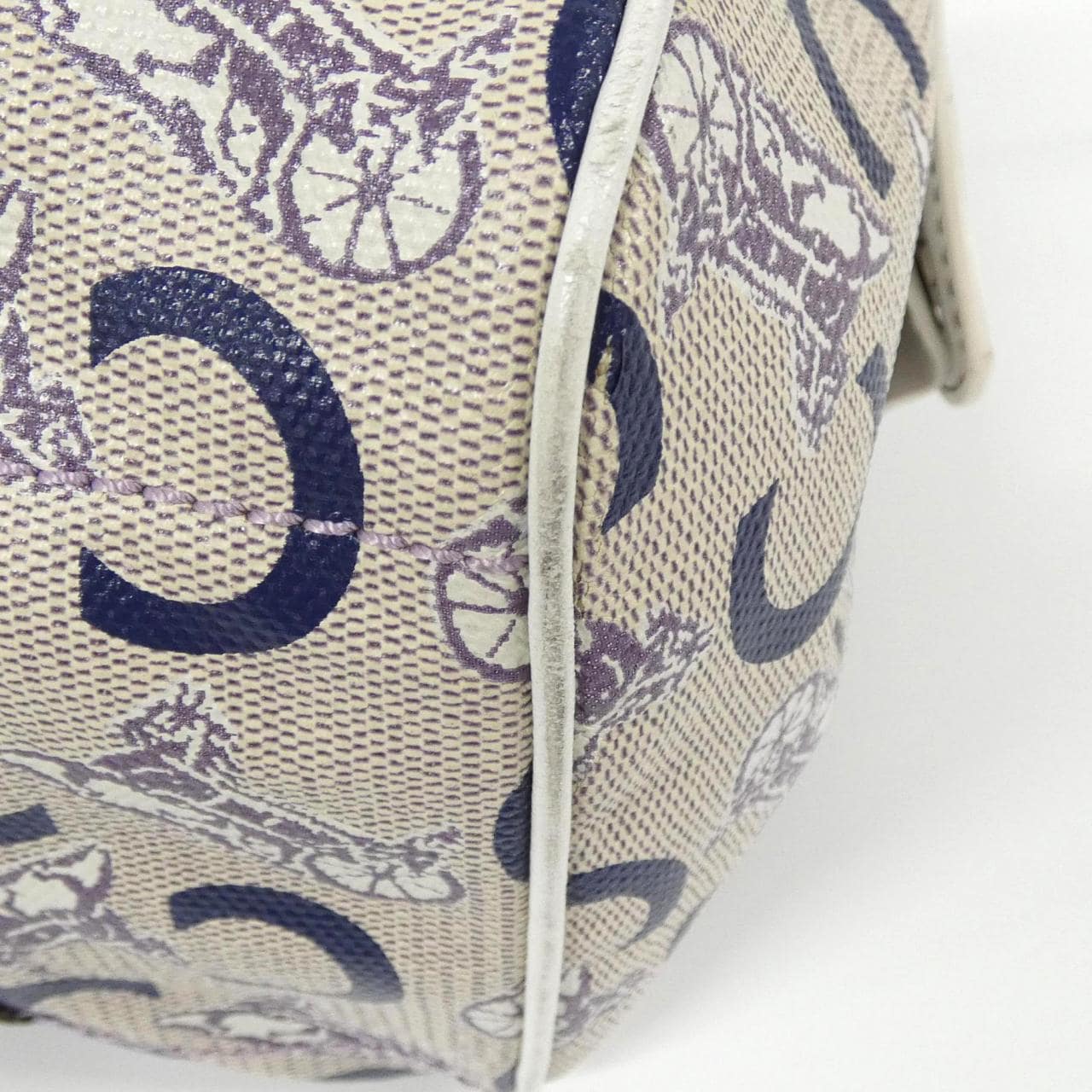 CELINE Boston Bag Canvas Silver Canvas Rank B - Thumbnail 3