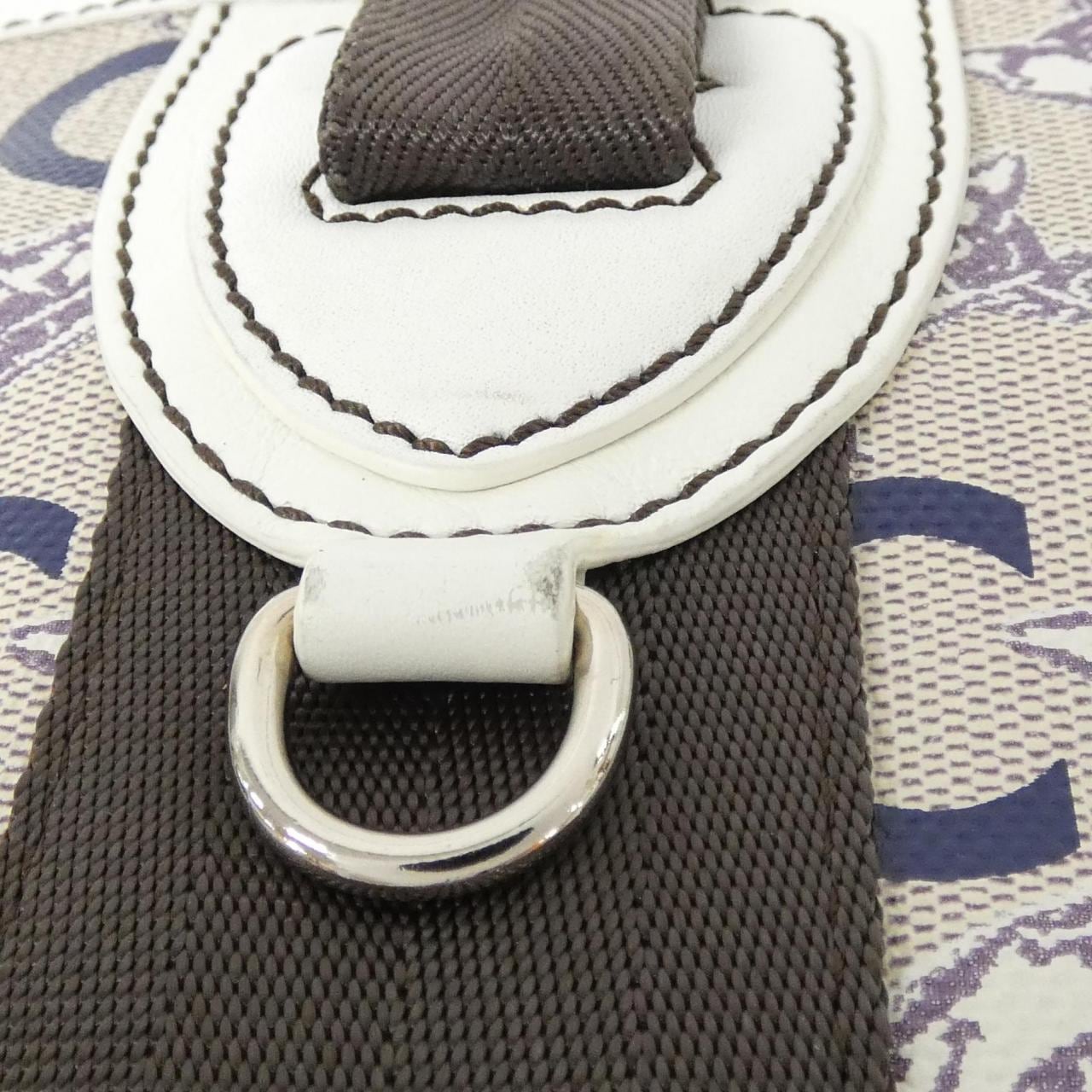 CELINE Boston Bag Canvas Silver Canvas Rank B - Thumbnail 4