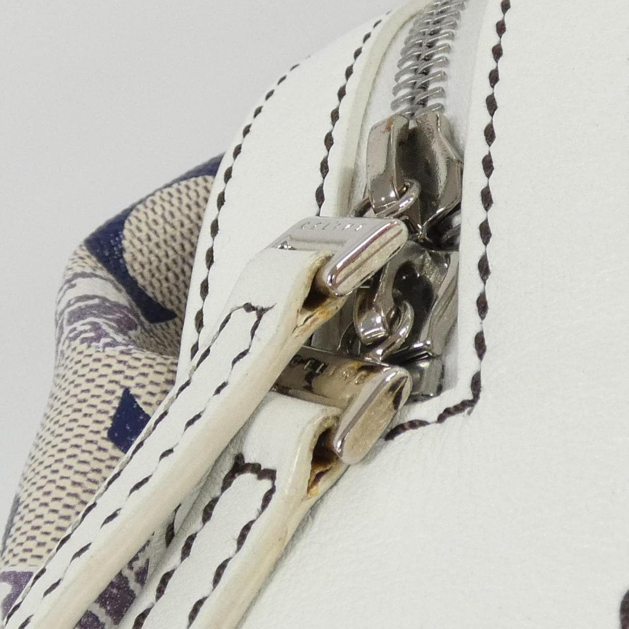 CELINE Boston Bag Canvas Silver Canvas Rank B - Thumbnail 7