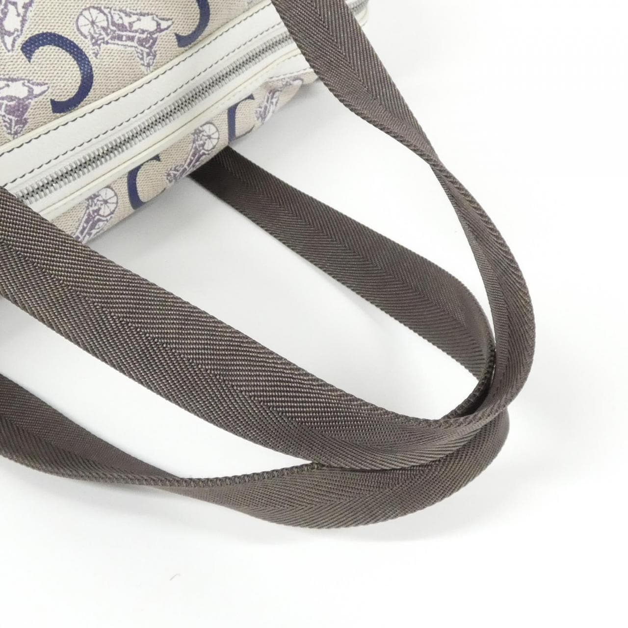 CELINE Boston Bag Canvas Silver Canvas Rank B - Thumbnail 8