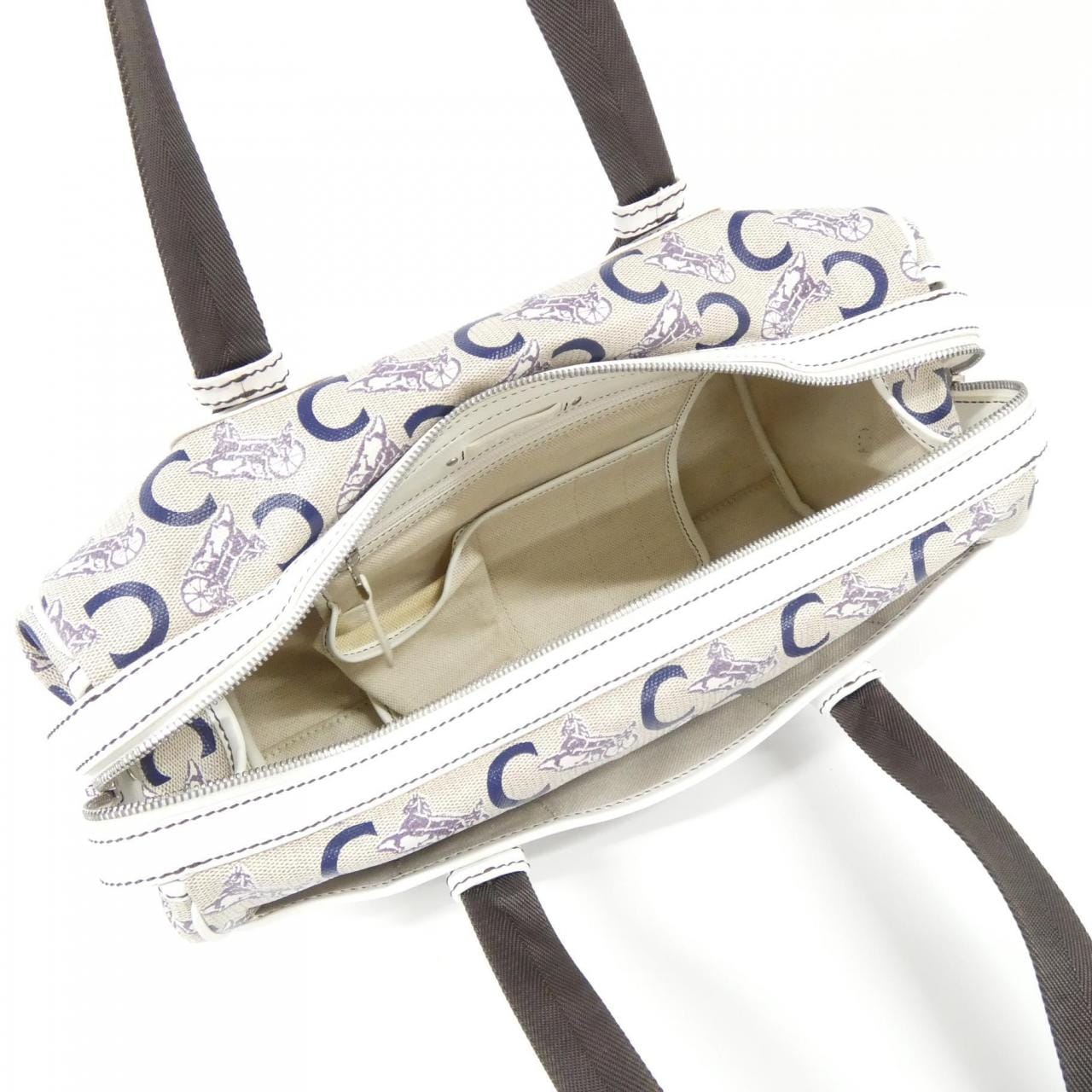 CELINE Boston Bag Canvas Silver Canvas Rank B - Thumbnail 9