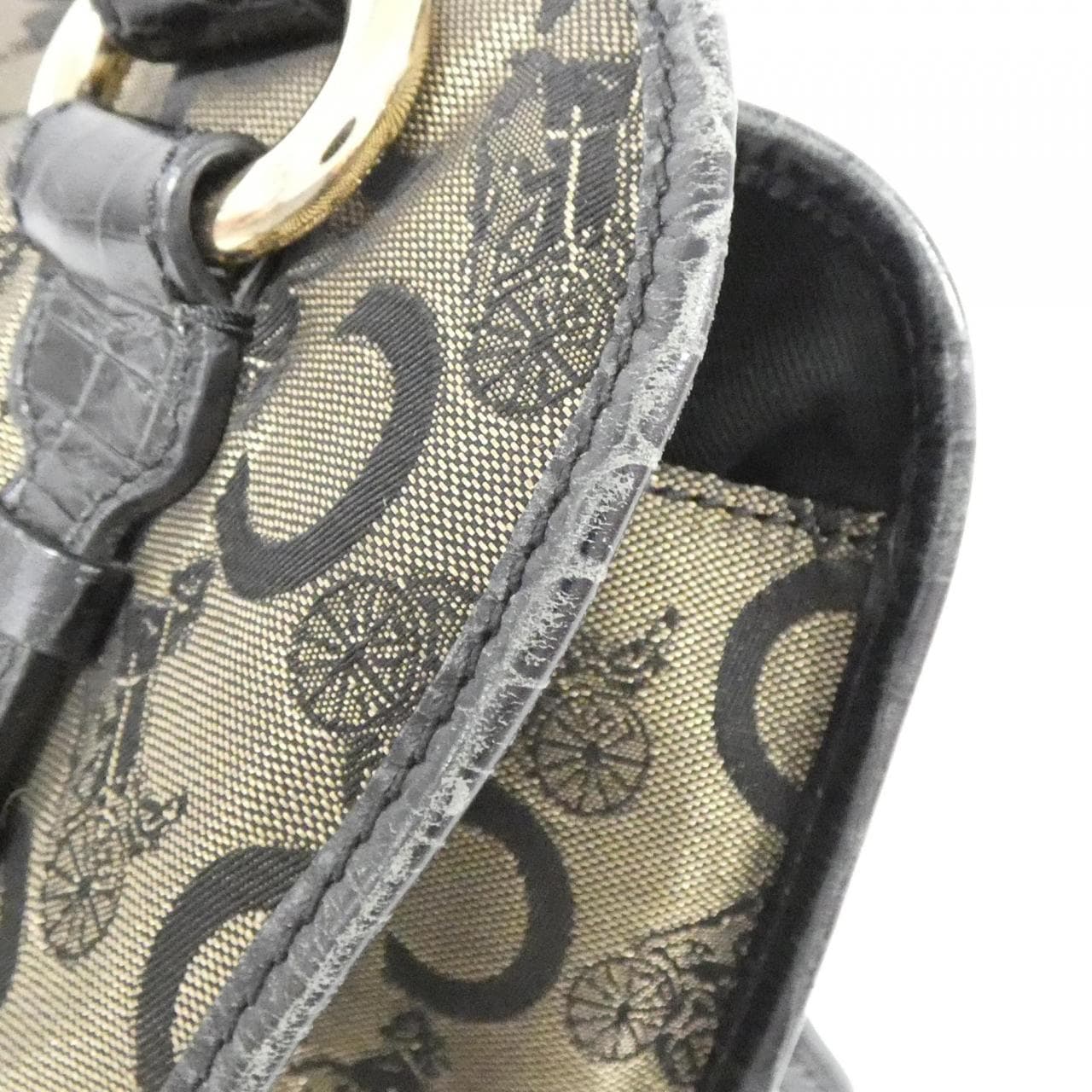 CELINE Shoulder Bag Canvas 黑色 帆布 中古品B - 縮圖 6