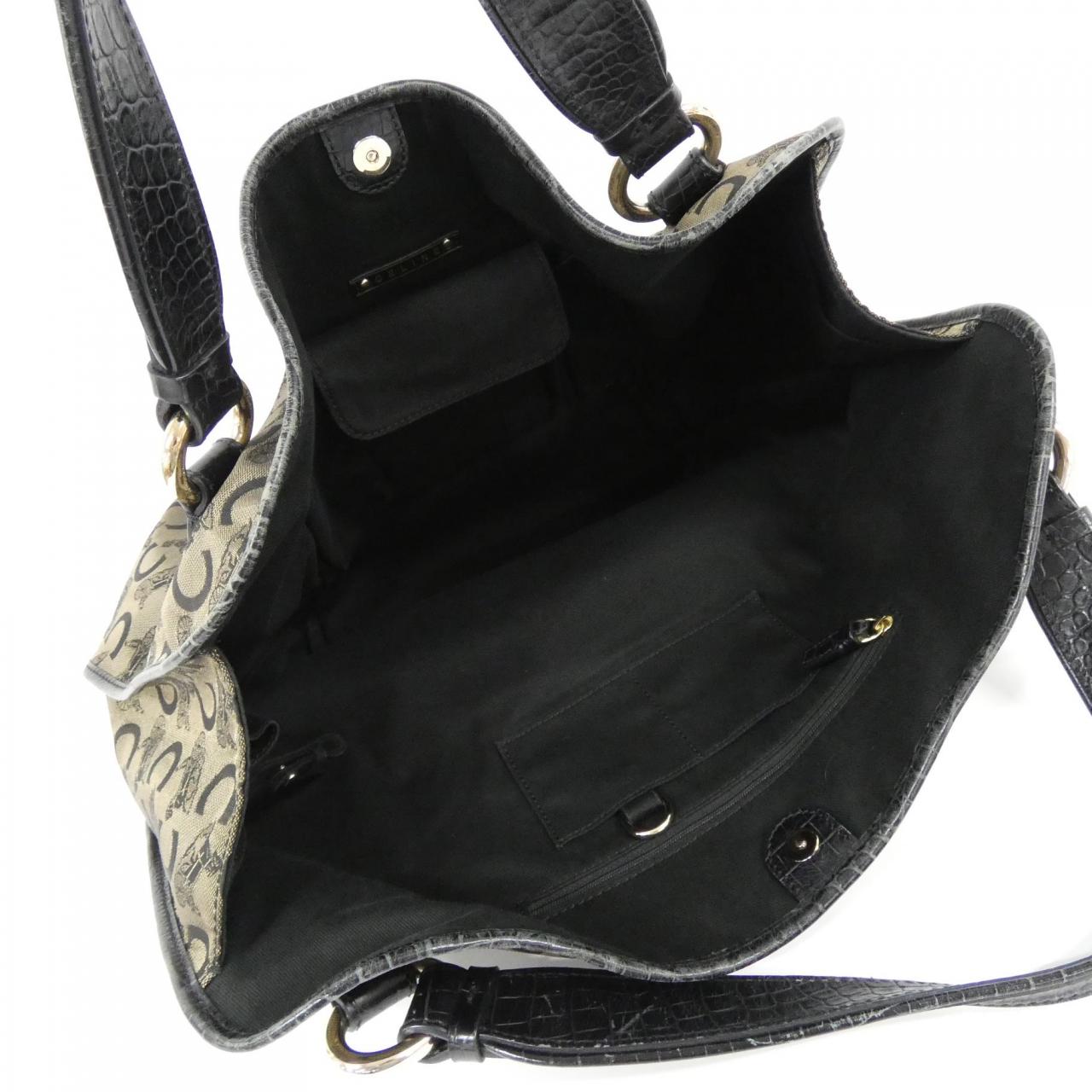 CELINE Shoulder Bag Canvas 黑色 帆布 中古品B - 縮圖 9