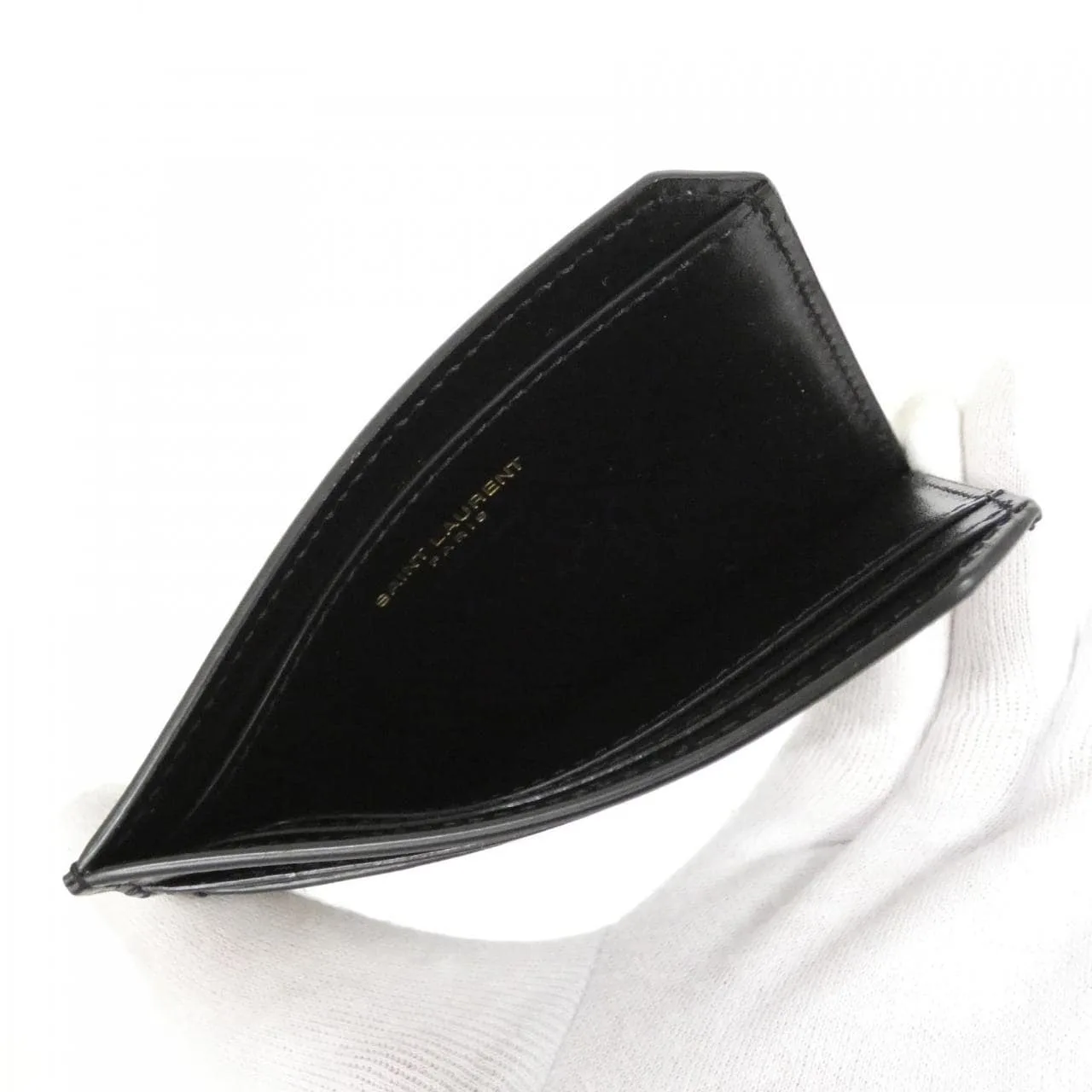 SAINT LAURENT 758203 02G0W Card Case Black New - Thumbnail 4