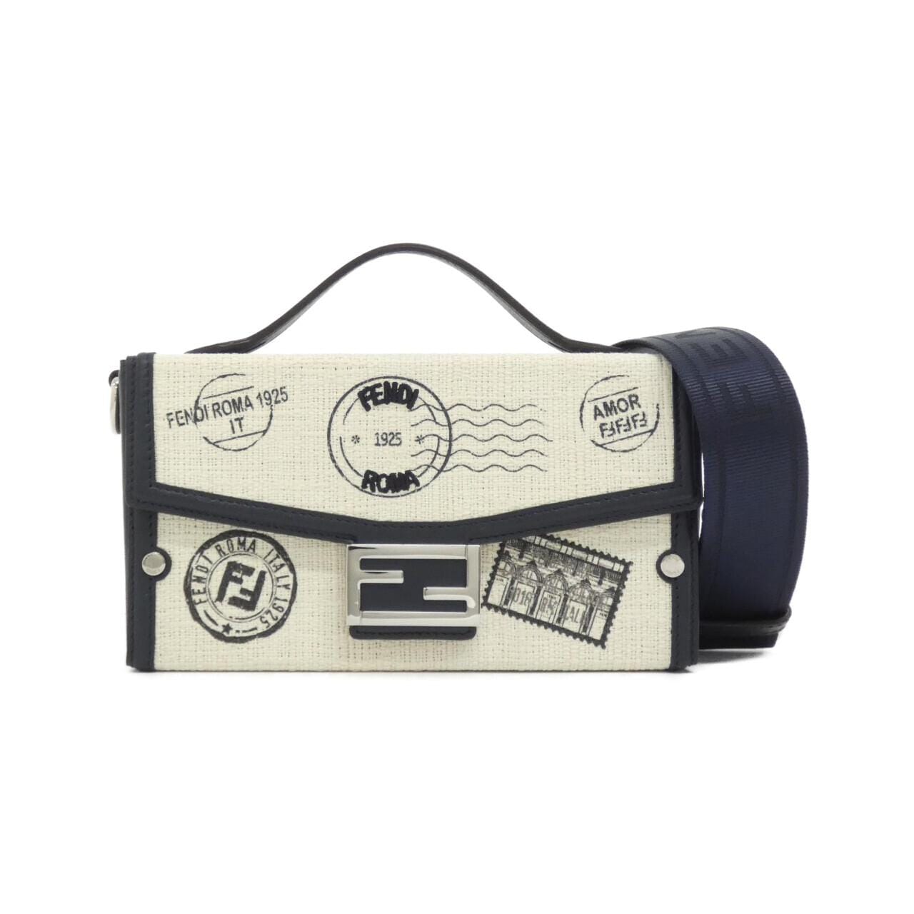 FENDI Baguette 7VA565 AUGW Handbag Canvas Black