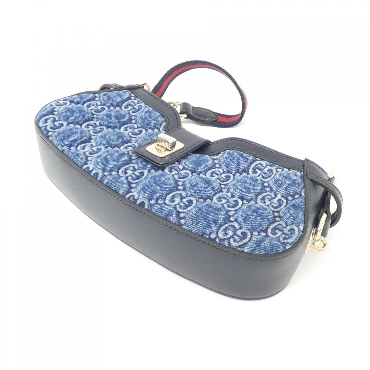 GUCCI 786015 FADGO Shoulder Bag Denim 黑色 牛仔布 新品 - 縮圖 3