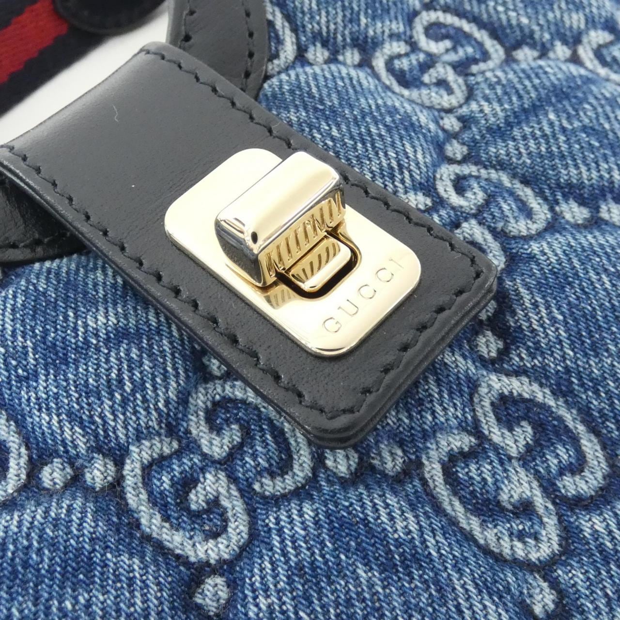 GUCCI 786015 FADGO Shoulder Bag Denim 黑色 牛仔布 新品 - 縮圖 4