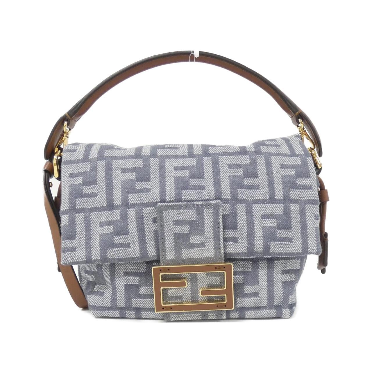 FENDI Baguette 8BS105 AV5W Handbag Denim Black