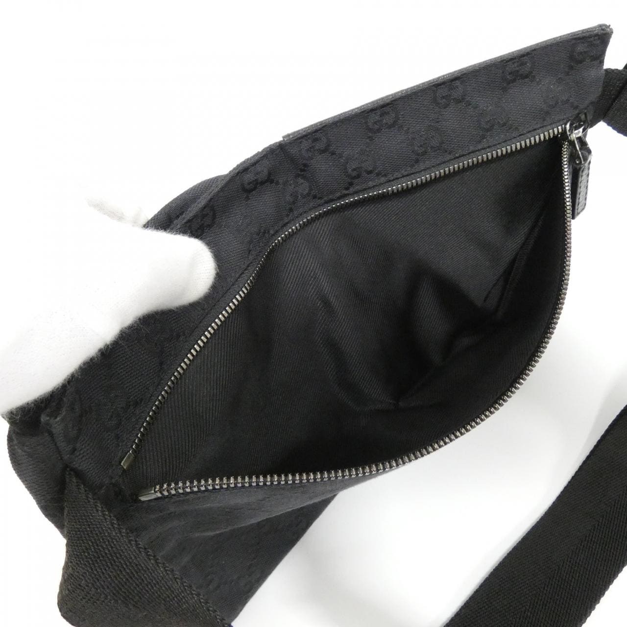 GUCCI 28566 Belt Bag Canvas 黑色 帆布 中古品A - 縮圖 6