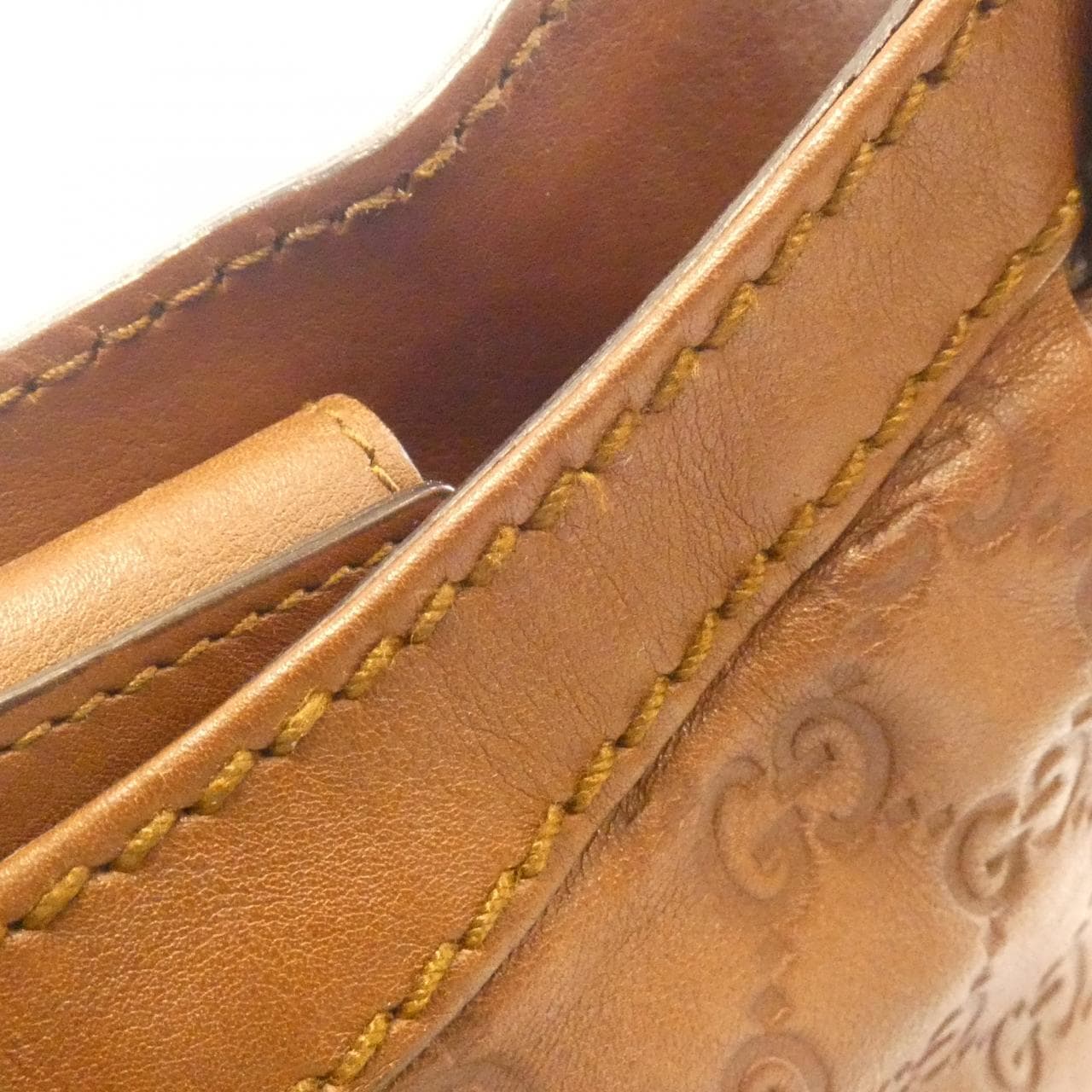 GUCCI 211944 AA61G Handbag Leather 棕色 皮革 中古品A - 縮圖 5