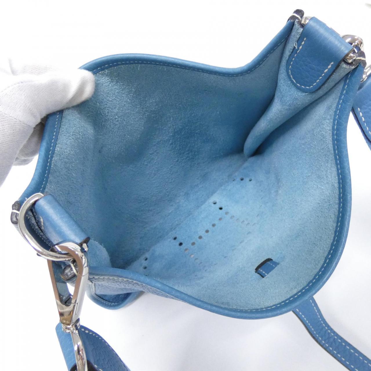 HERMES HERMÈS Evelyne 043768CK Shoulder Bag Clemence Blue Clemence Leather - Thumbnail 8