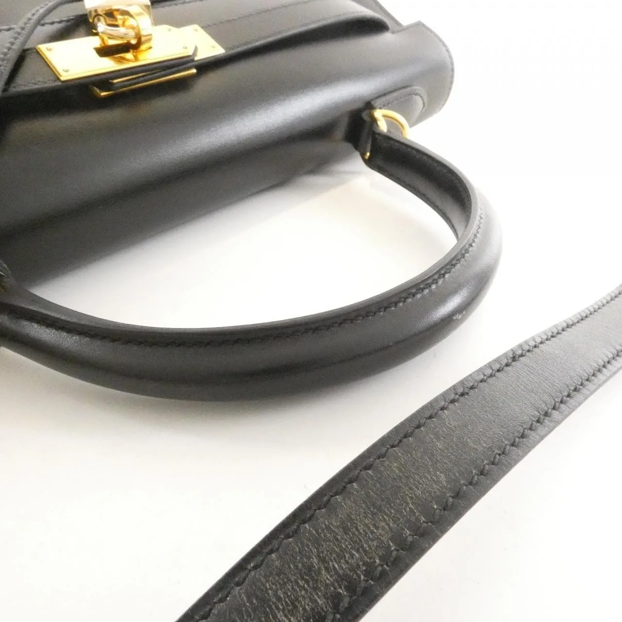 HERMES Kelly 001858CC Handbag Box Calf Black Box Calf Leather Rank A - Thumbnail 6