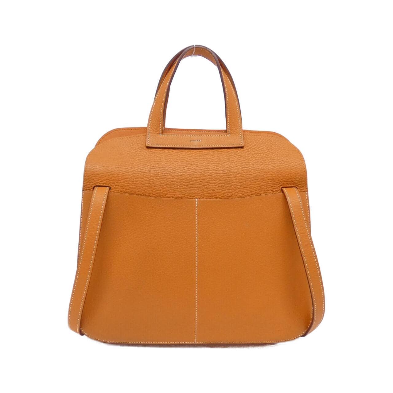 HERMES Halzan HERMÈS 070428CK Bag Clemence Orange Clemence Leather Rank A - Thumbnail 2
