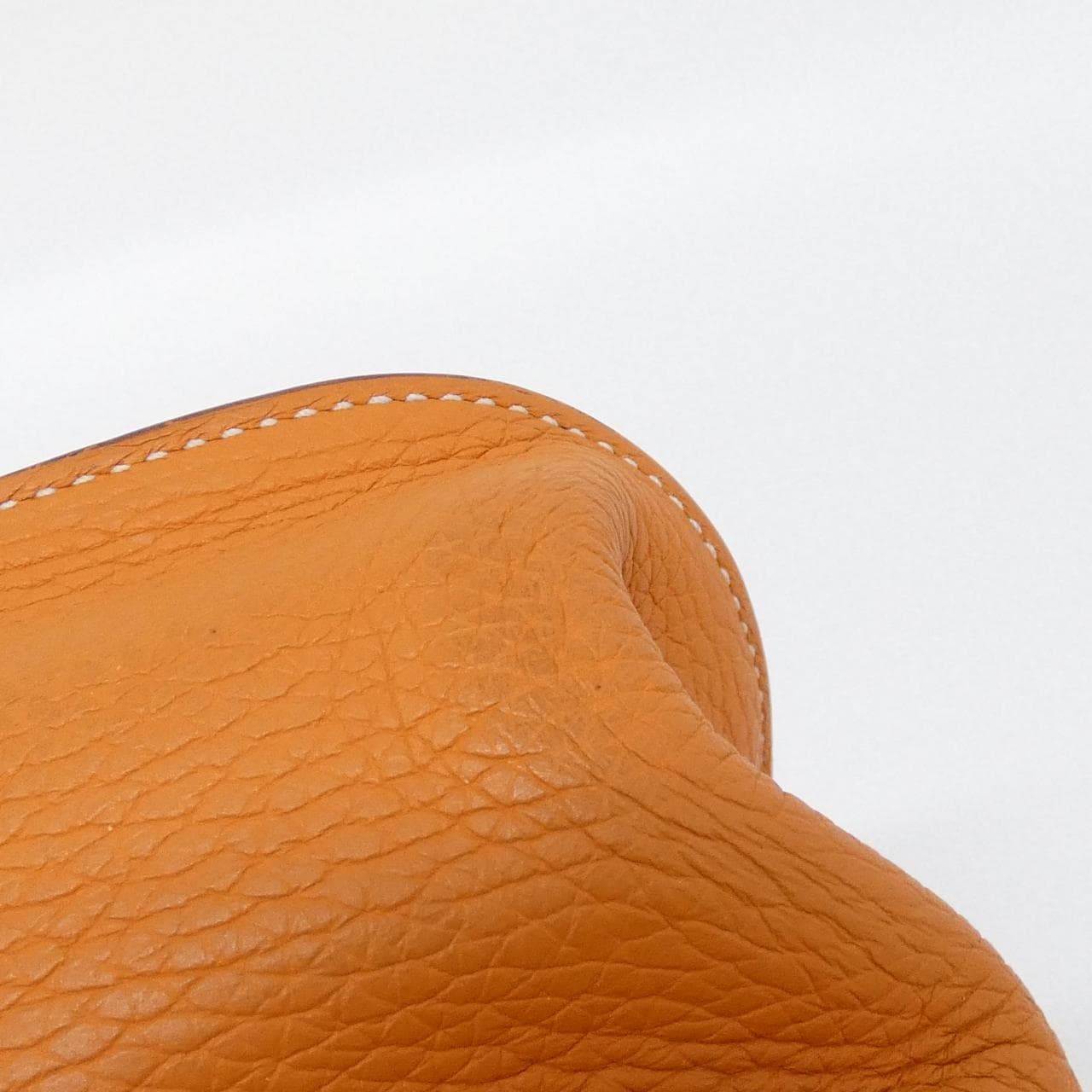 HERMES Halzan HERMÈS 070428CK Bag Clemence Orange Clemence Leather Rank A - Thumbnail 3