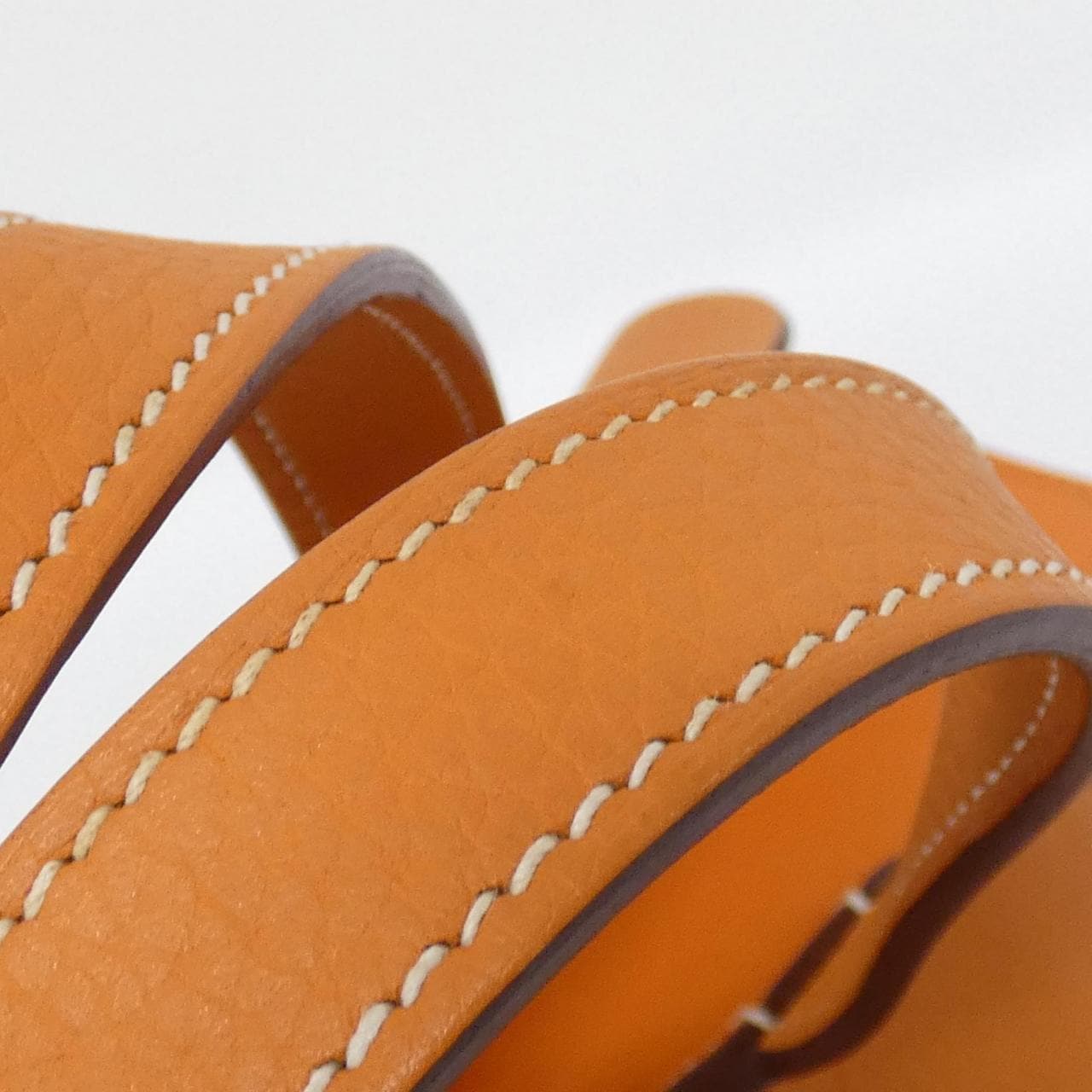 HERMES Halzan HERMÈS 070428CK Bag Clemence Orange Clemence Leather Rank A - Thumbnail 7