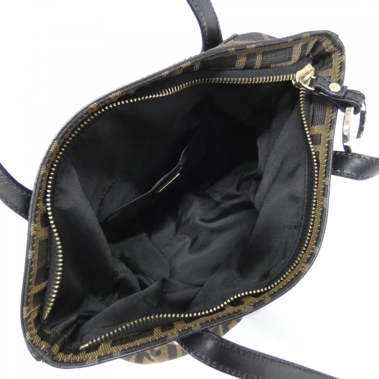 FENDI 8BR355 JWU Bag Canvas 黑色 帆布 中古品A - 縮圖 6