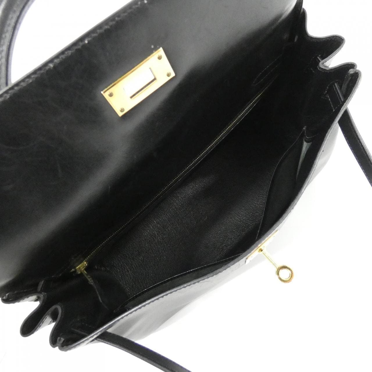 HERMES HERMÈS Kelly 001865CC Bag Box Calf Black Box Calf Leather - Thumbnail 10