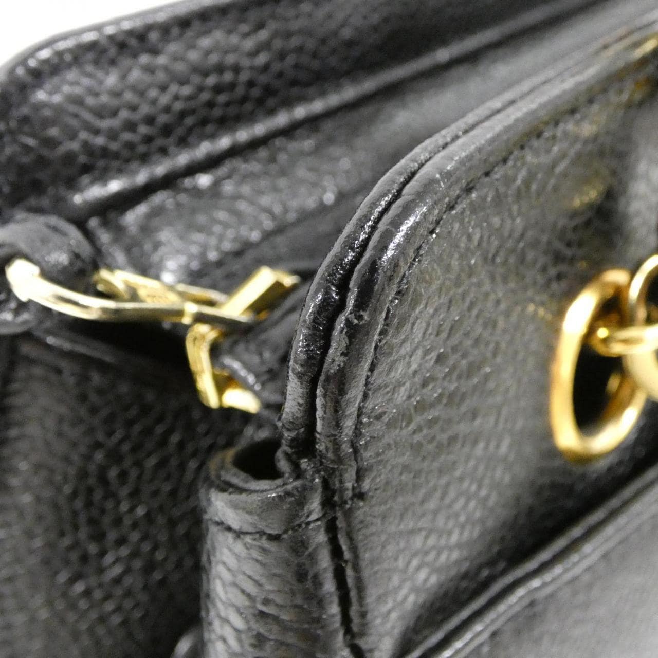 CHANEL 03675 Shoulder Grained Calfskin 黑色 荔枝紋牛皮 中古品A - 縮圖 5