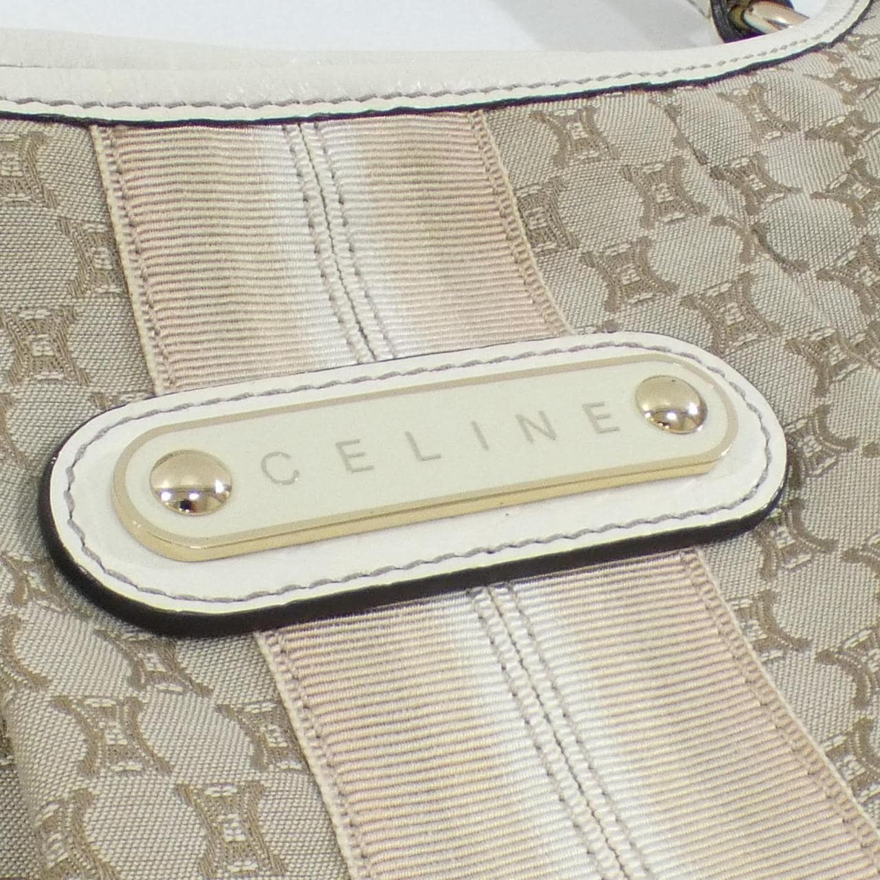 CELINE Shoulder Bag Canvas 白色 帆布 中古品A - 縮圖 6
