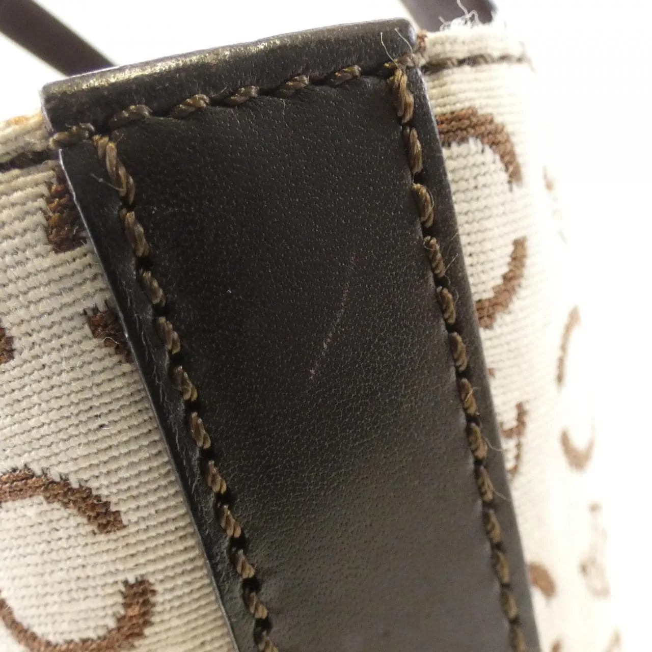 CELINE Handbag Canvas 白色 帆布 中古品B - 縮圖 4