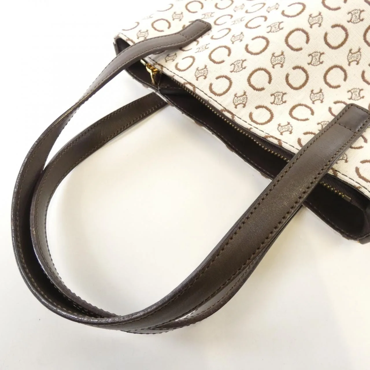 CELINE Handbag Canvas 白色 帆布 中古品B - 縮圖 6