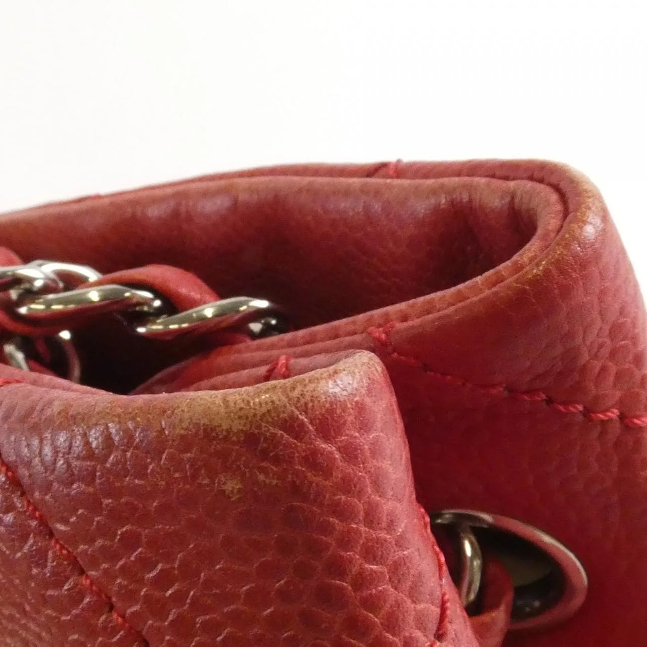CHANEL 66872 Shoulder Grained Calfskin 紅色 荔枝紋牛皮 中古品B - 縮圖 5