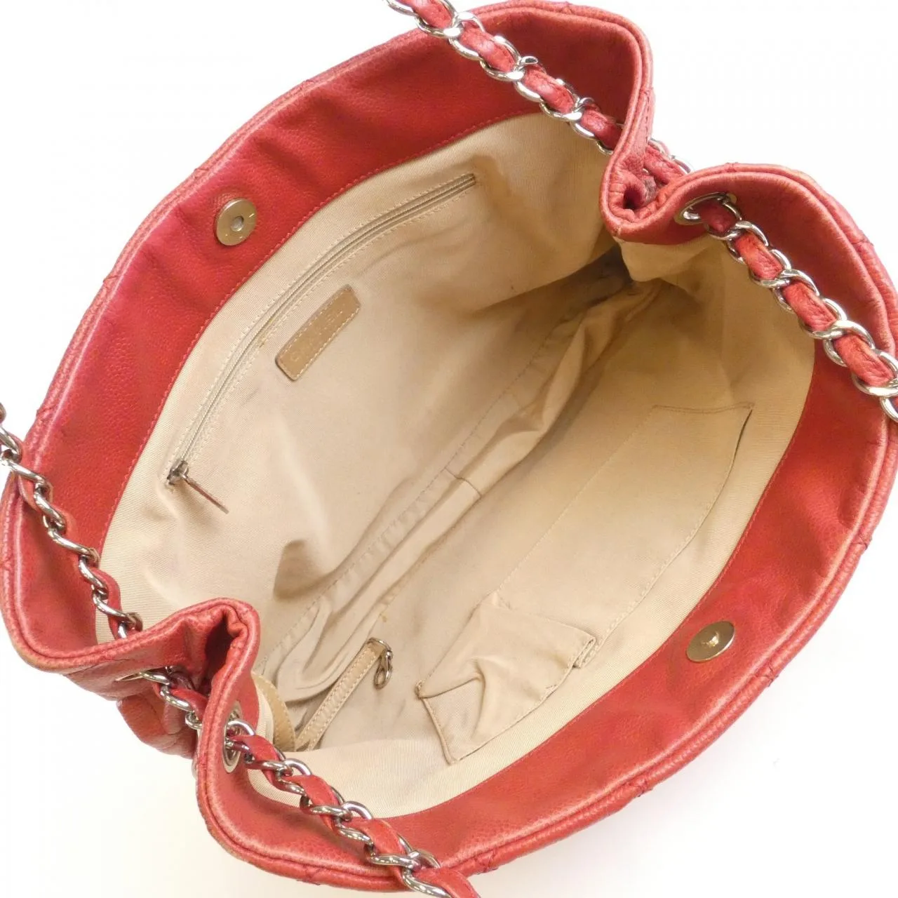 CHANEL 66872 Shoulder Grained Calfskin 紅色 荔枝紋牛皮 中古品B - 縮圖 8