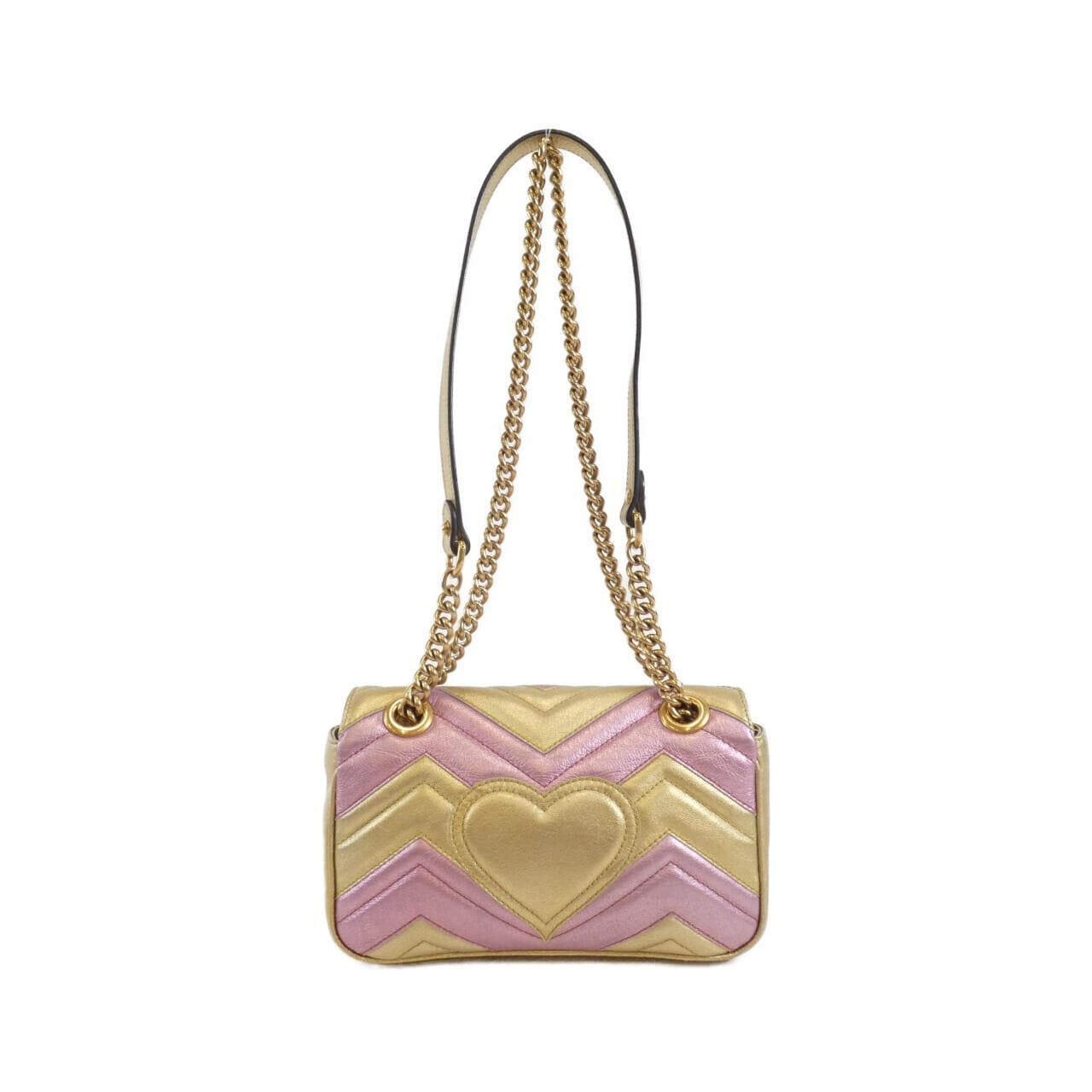 GUCCI GG Marmont 446744 Shoulder Bag Leather 金色 皮革 中古品B - 縮圖 2