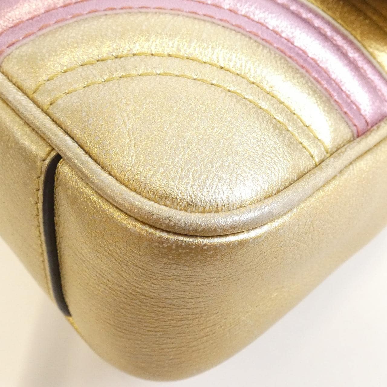 GUCCI GG Marmont 446744 Shoulder Bag Leather 金色 皮革 中古品B - 縮圖 3