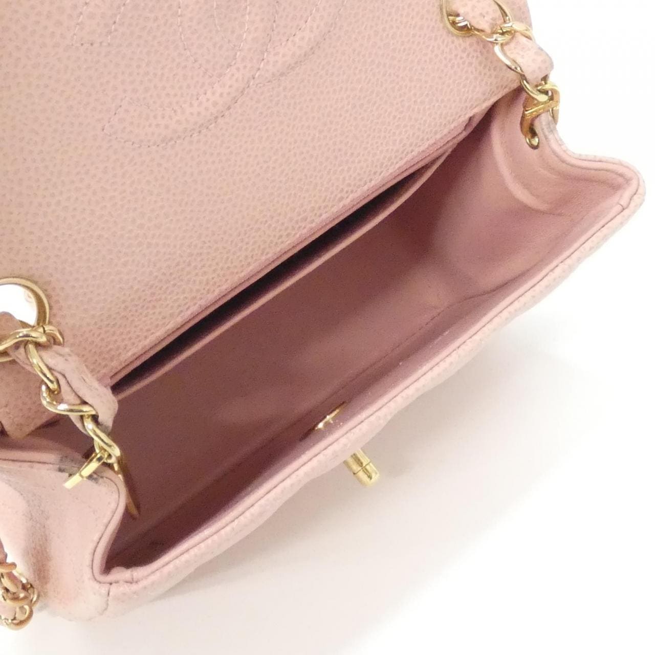 CHANEL Matelasse 1115 Shoulder Grained Calfskin 粉色 荔枝紋牛皮 中古品A - 縮圖 9