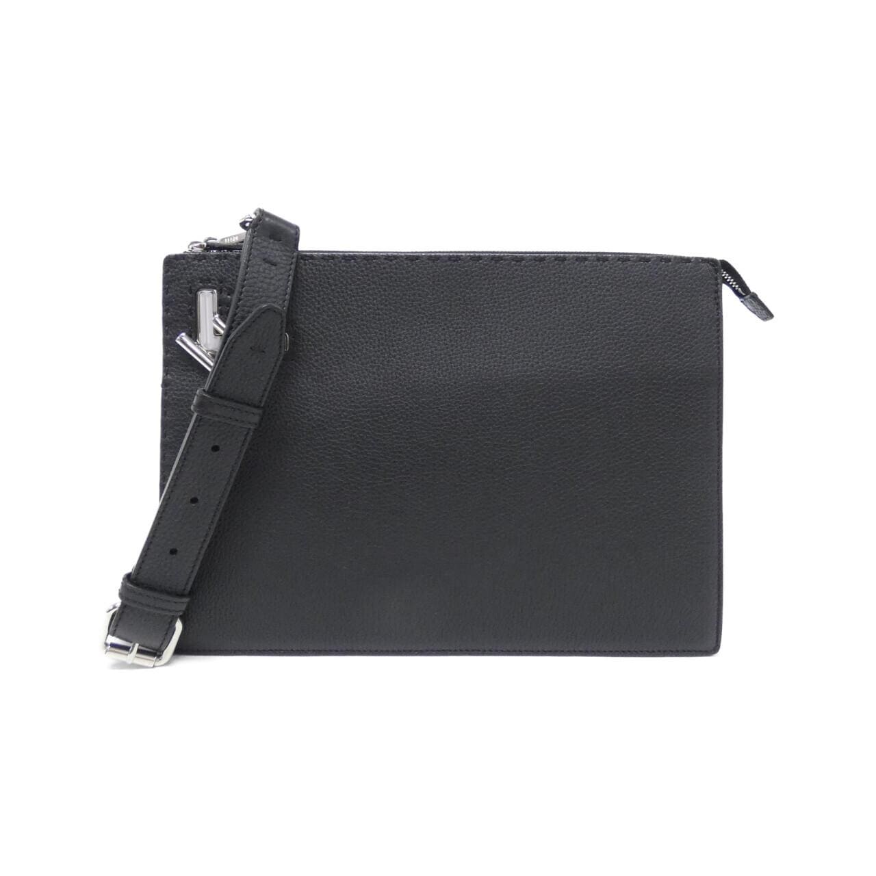 FENDI 7VA499 SFR Shoulder Bag Leather Black