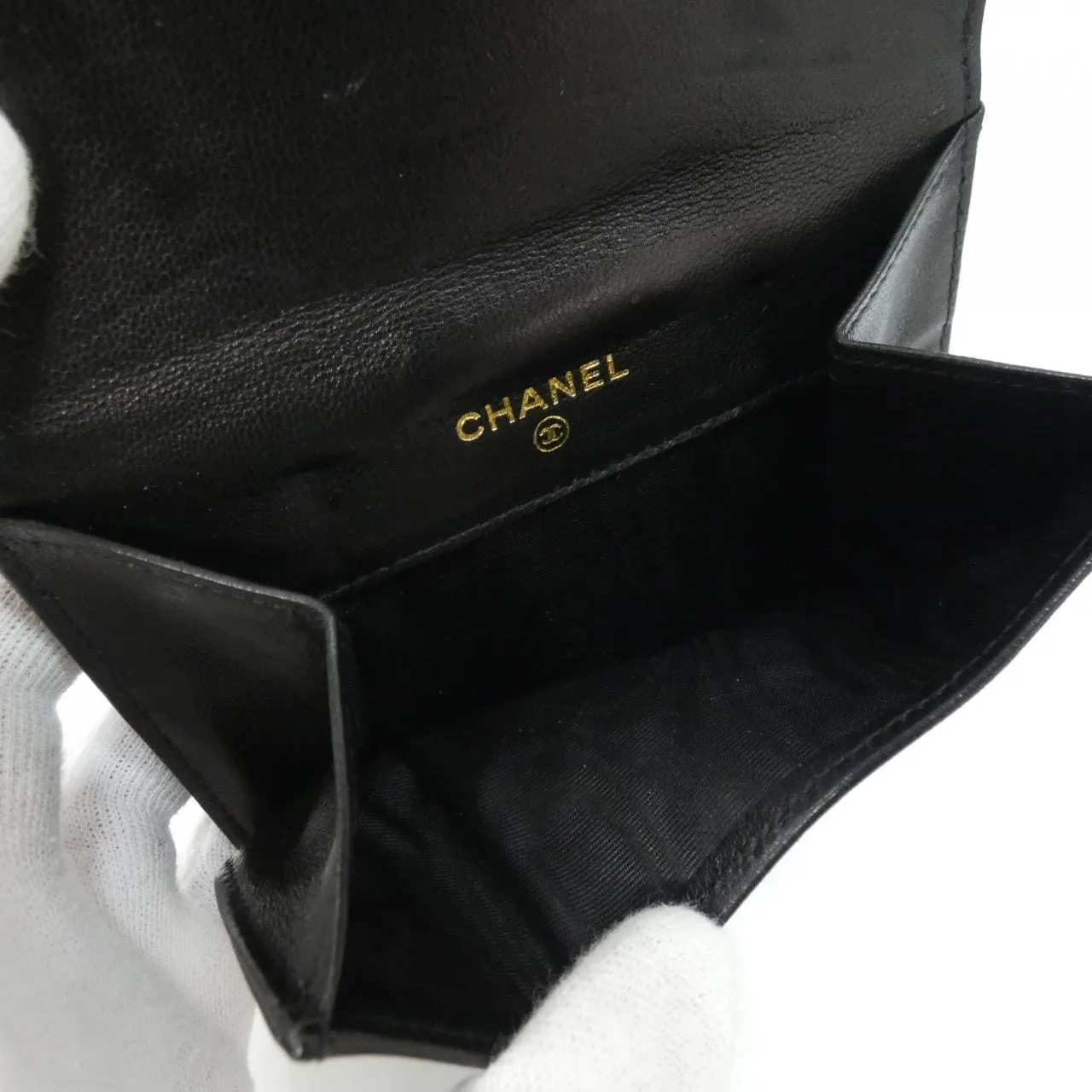 CHANEL 01427 銀包 羊皮 黑色 羊皮 中古品A - 縮圖 6