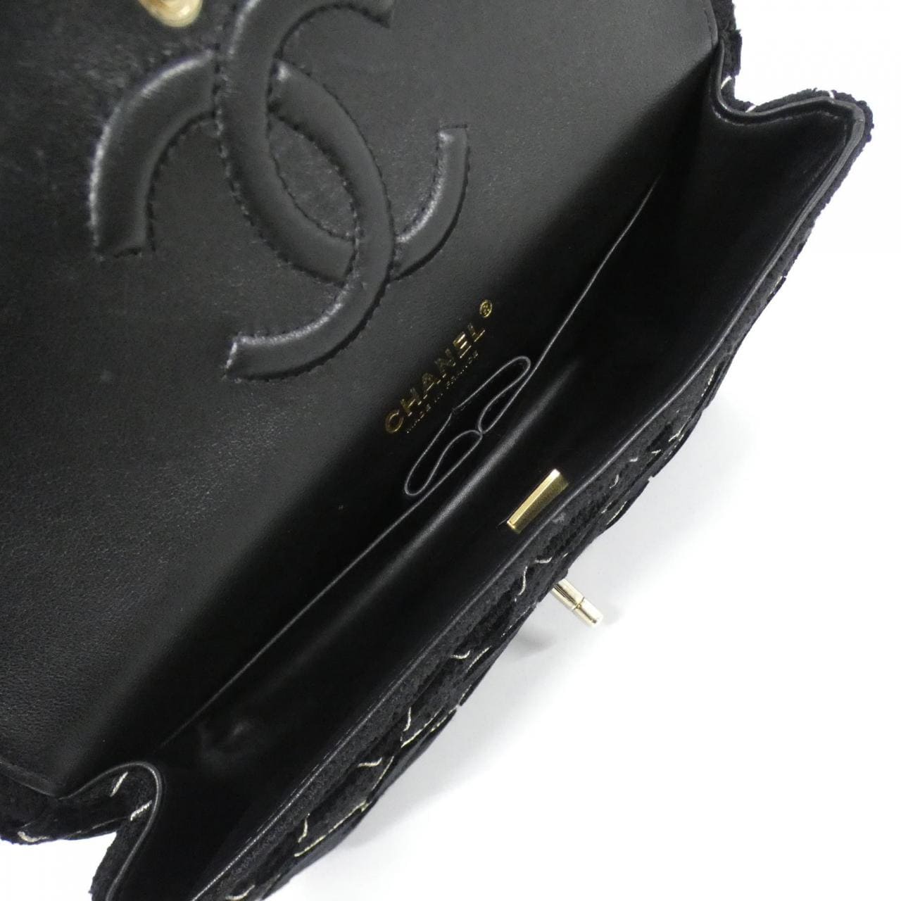 CHANEL Matelasse 1112 Shoulder Tweed Black Tweed - Thumbnail 7