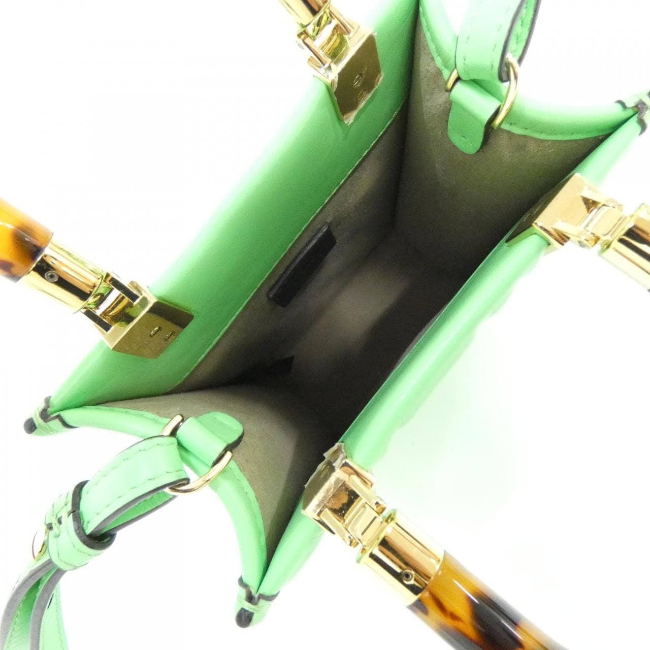 FENDI Sunshine Shopper 8BS051 AMCI Bag Leather Green Leather Rank A - Thumbnail 8