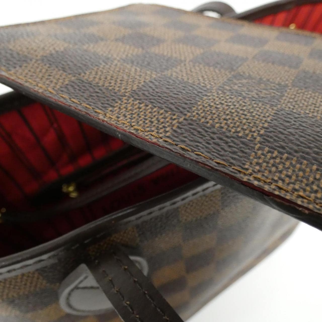 LOUIS VUITTON Neverfull N41359 Bag Damier 黑色 Damier 中古品B - 縮圖 8