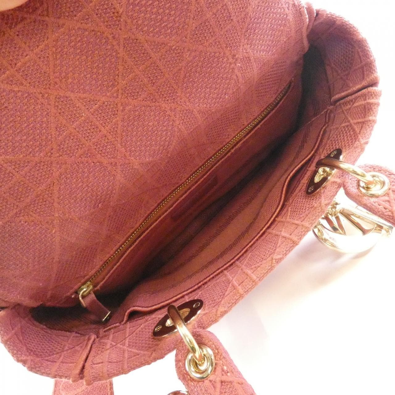 DIOR Lady Dior M0565OREY Bag Canvas Pink Canvas - Thumbnail 7