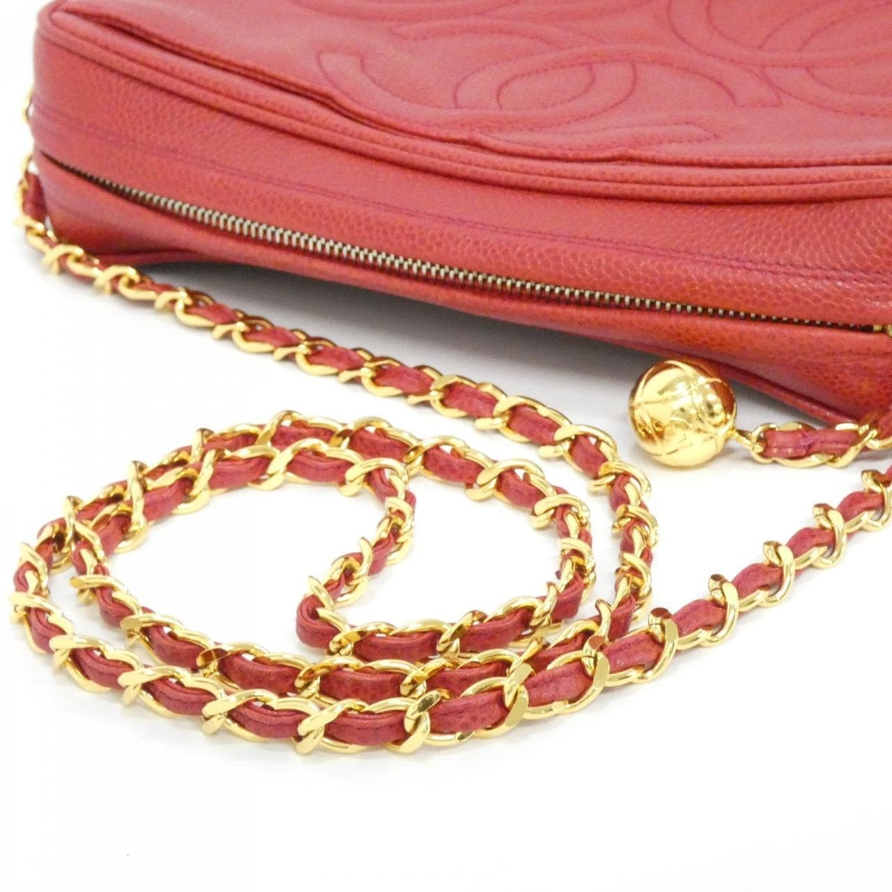 CHANEL Shoulder Bag Caviar Leather 紅色 Caviar Leather 中古品A - 縮圖 9